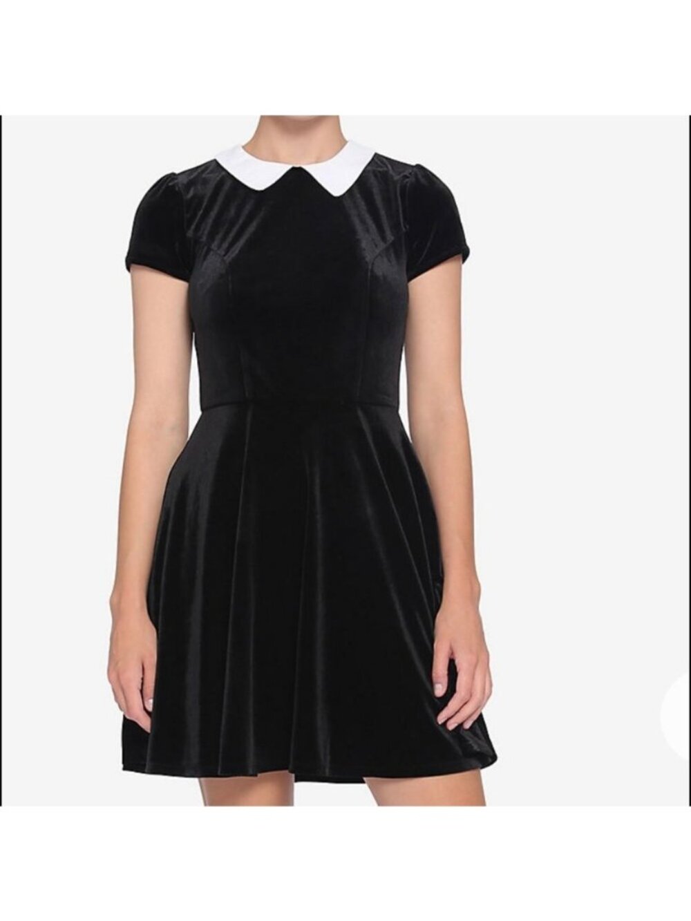Black velvet w/white collar short dress Wednesday Addams Halloween Costume XL